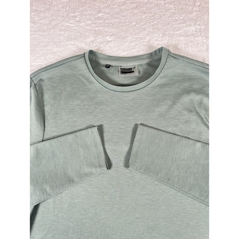 Gymshark Light Green Reflective Long Sleeve Shirt Mesh Back Crew Neck Men's Sz S